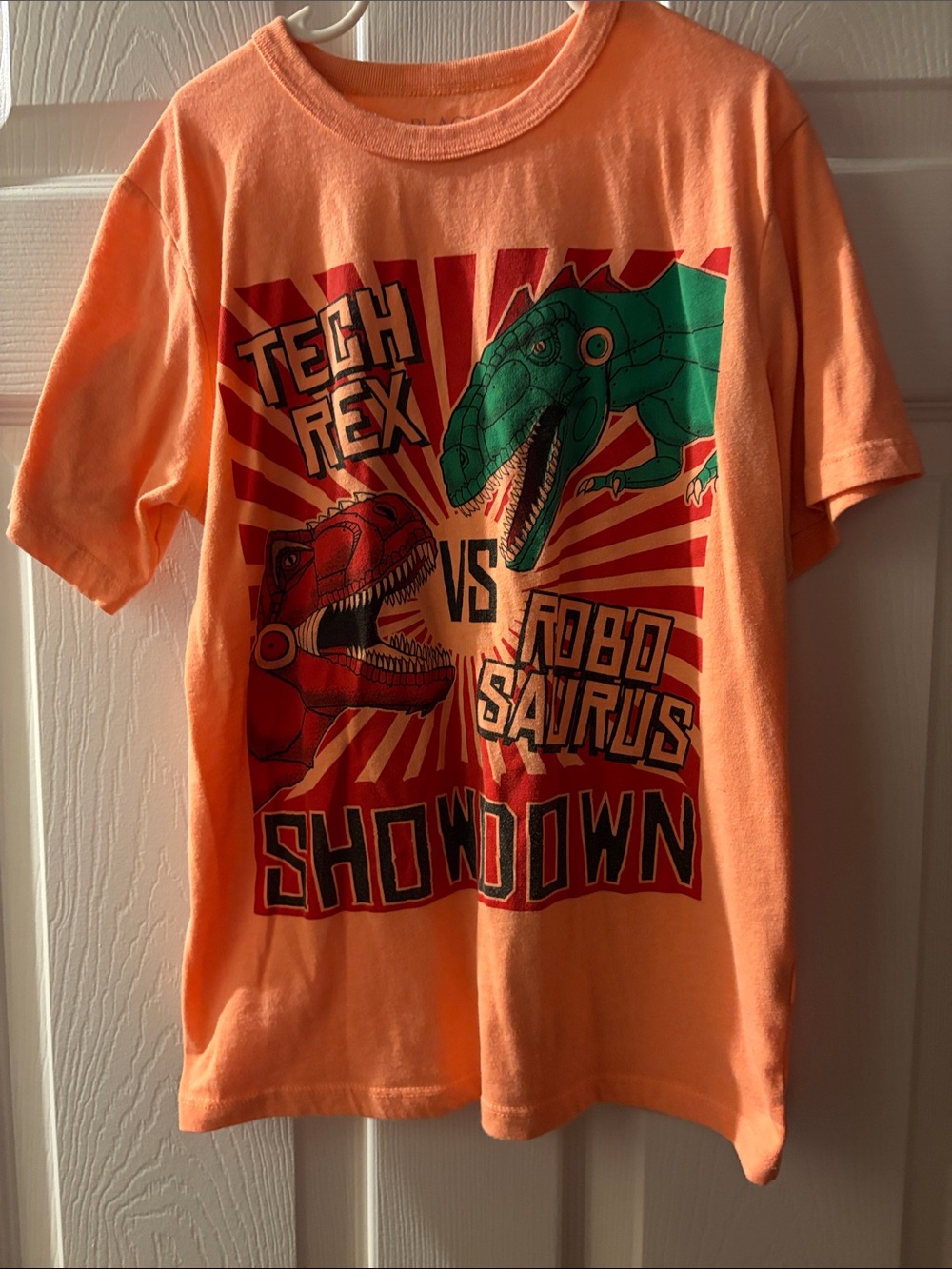Place Orange Tech Rex vs Robo Saurus Showdown Tee